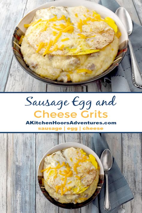 Breakfast Meal Prep Grits, Grits Eggs And Bacon, Sausage And Grits Recipe, Eggs Bacon Grits Sausage Video, Breakfast Casserole Grits Sausage Eggs, Sausage Grits Casserole Breakfast Pioneer Woman, Grits And Eggs, How To Cook Grits, Creamy Grits