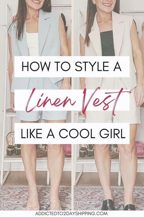 Explore the endless possibilities of vest outfits for women with our styling tips. Level up your fashion game with chic linen vests today! Linen Vest Outfits For Women, Style A Vest, How To Style A Vest, Girls Jeans Fashion, Tall Women Fashion, Vest Outfits For Women, Tall Girl Fashion, Linen Vest, Vest Set