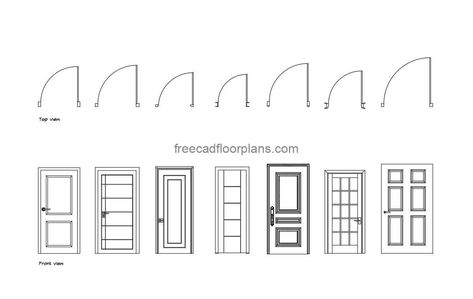 7 Wooden Doors, Plan And Elevations - Free CAD Drawings Minotti Furniture, Pool Houses Plans, House Plans Design, Floor Plans House, One Storey House, Door Plan, 2 Bedroom House Plans, Swimming Pool House, Courtyard House Plans