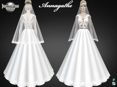 The Sims Resource - Annagathe wedding Sims 4 Winter Wedding, Wedding Dress With Veil, Sims Community, Fashion Board, The Sims Resource, Sims 4 Mods, Sims Resource, Wedding Veil, The Sims 4