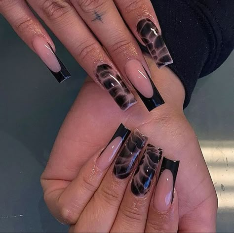 Black Nail Art Square, Short Tapered Square Nails Designs, Prom Nails Square, Witchy Nails Stiletto, Eid Nails, Tapered Square Nails, Black Acrylic Nails, Style Nails, Hard Nails