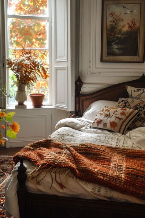 Fall Bedroom Ideas, Cabin Vibes, Cozy Fall Bedroom, Rustic Fall Decor, Fall Decor Ideas, Fall Bedroom, Cozy Cabin, Home N Decor, Cozy Fall