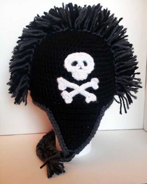 Crochet mohawk hat Mohawk Crochet Hat, Crochet Mohawk, Monster High Skull, Crochet Halloween Hat, Monster Skull, Crochet Skull, Crochet Kids Hats, Fall Crochet, Hat Patterns Free