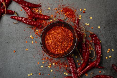 Ingredients Photography, Seafood Mix, Green Chili Peppers, Chilli Paste, Curry Spices, Chili Paste, Chilli Pepper, Red Chili Powder, Green Chilli