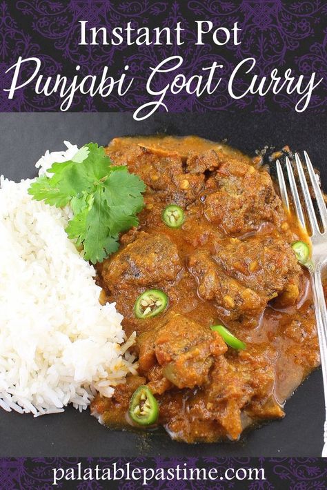 Slow Cooker Goat Curry, Indian Goat Curry Recipes, Goat Curry Indian, Tomato Based Curry, Goat Dishes, Indian Rice Pudding, Goat Curry, Sous Vide Pork, Goat Recipes