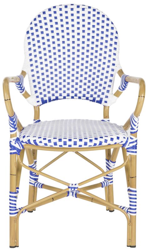 Safavieh Hooper Indoor-Outdoor Stacking Arm Chair, Set of 2 - Walmart.com European Bistro, Cane Dining Chairs, Safavieh Furniture, Outdoor Armchair, Bamboo Frame, Patio Dining Chairs, Bistro Chairs, Leather Dining, Faux Bamboo