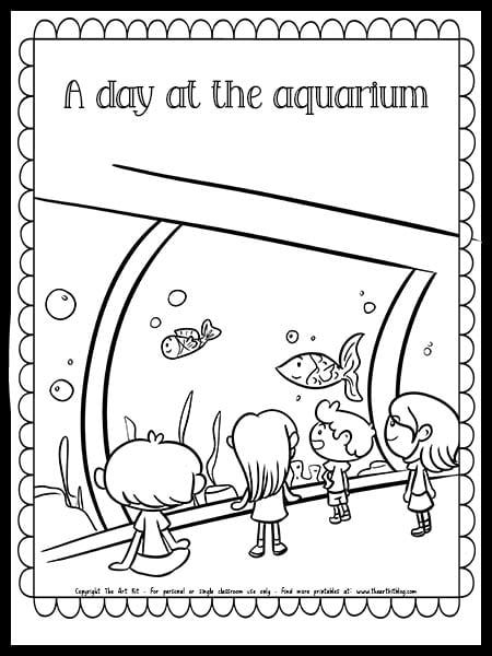 Kids at the Aquarium Coloring Page {FREE Printable} Aquarium Coloring Pages Free Printable, Aquarium Coloring Page, Aquarium Activities For Kids, Aquarium Activities, Aquarium Craft, Bingo For Kids, Coloring Page Free Printable, Georgia Aquarium, Printable Cute