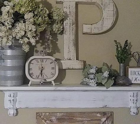 French Country Shelf, Distressed Mantle, French Country Mantle, Decorating Bathroom Shelves, Floating Shelf Kitchen, Crown Molding Shelf, Country Shelves, Coastal Decorating Living Room, Mantle Shelf