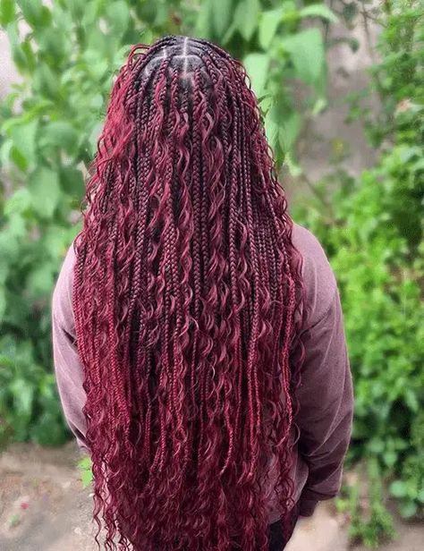 Explore 60 Trending Knotless Braid Hairstyles Burgundy Knotless, Red Box Braids, Cute Box Braids, Colored Braids, Goddess Braids Hairstyles, Braided Styles, Box Braids Hairstyles For Black Women, Braided Cornrow Hairstyles, Braids Hairstyles Pictures