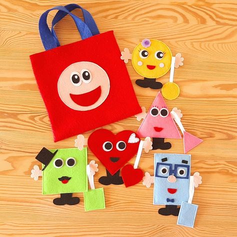 "Funny learning shapes" Shape Matching Game, Montessori Color, Tactile Learning, Felt Shapes, Soft Toys Making, Play For Kids, Learning Shapes, Motor Development, Shape Matching