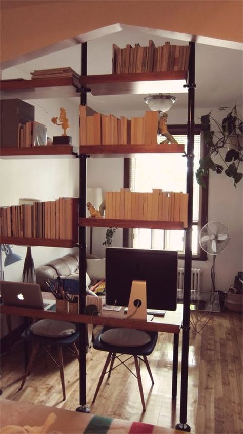 Make The Most Of Your Open Floor Plan With Ikea Room Dividers Stolmen Ikea, Home Office Vintage, Hackers Ikea, Ikea Room Divider, Ikea Linnmon, Chinese Room Divider, Bookshelf Room Divider, Room Divider Headboard, Temporary Room Dividers