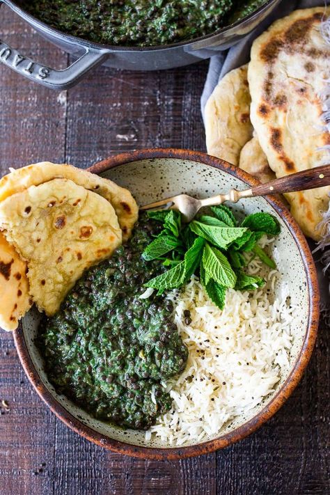 Lentil Dal is one of the most delicious, plant-based Indian meals! This version is packed with Spinach making it especially high in nutrients and flavor! Rich, fragrant, and packed with protein, think of this Spinach Lentil Dal - like Saag Paneer, but substituting lentils instead of the Cheese! Super tasty and healthy.  #dal #lentilrecipes #lentildal Lentil Dal Recipe, Lentil Recipes Indian, Spinach Lentil, Spinach Dal, Feasting At Home, Spinach Sauce, Indian Meals, Saag Paneer, Lentil Dal