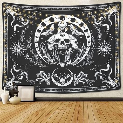 Moth Tapestry, Moon Phase Tapestry, Trippy Skull, Constellation Tapestry, Mandala Moon, Wall Hanging Bedroom, Space Tapestry, Tree Of Life Tapestry, Sun And Moon Tapestry