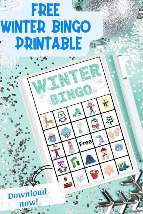 Princess Bingo Printable Free, Winter Bingo Printable Free, Winter Bingo Printable Free For Kids, Snowflake Game, January Activities For Seniors, Bingo Printable Free, Winter Bingo, Bingo Games For Kids, Bingo For Kids