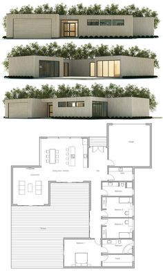 Small Modern House Plans, Modern House Floor Plans, Modern Minimalist House, Casa Country, Sims House Plans, House Layout Plans, Container House Plans, Minimalist House Design, Contemporary House Plans