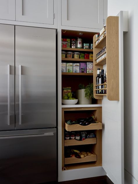 Pantry Cupboard Designs, Painted Shaker Kitchen, Kitchen Larder Cupboard, Paint Shakers, Kitchen Larder, Traditional Kitchens, Larder Cupboard, Galley Kitchen Remodel, Kitchen Cupboard Doors