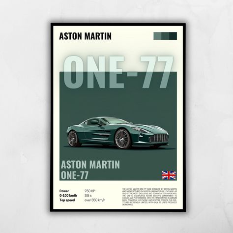 Aston Martin Poster, Gift For Car Guy, Aston Martin One 77, Aston Martin Cars, Car Poster, Bespoke Interiors, Martin Car, Car Posters, Car Guys