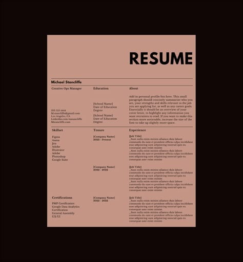 Modern Resume Template - Create a professional resume with this minimalist design template. Easily customizable with Canva and includes a matching cover letter. #resume #coverletter #jobsearch#Resume_Typography #Resume_Aesthetic #Cv_Form #Minimalist_Resume_Design Resume And Cover Letter Design, Portfolio Resume Design, Art Director Resume, Fashion Design Resume, Graphic Design Cover Letter, Resume Aesthetic, Cv Graphic Design, Resume Graphic Design, Creative Cv Design