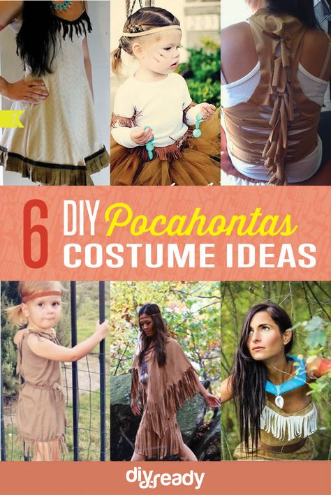 6 DIY pocahontas costume ideas, , see more at http://diyready.com/diy-pocahontas-costume-ideas Diy Pocahontas Halloween Costume, Diy Pocahontas, Pocahontas Halloween Costume, Indian Girl Costumes, Costume Ideas Easy, Halloween Indian, Indian Halloween Costumes, Pocahontas Outfit, Feather Ideas