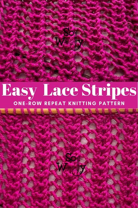 Easy Lace Stitch Knitting, Reversable Knitting Patterns Free, Easy Lacy Knit Stitches, Easy Knit Lace Shawl Pattern Free, Reversible Lace Knitting Stitches, Easy Knit Lace Pattern, Two Row Repeat Knitting Patterns, Free Lace Knitting Patterns, Knitting Lace Stitches