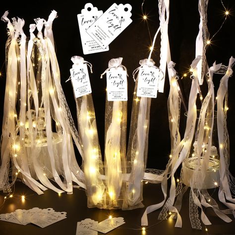 PRICES MAY VARY. Fantastic Wedding Party Supplies: you will get 50 white wedding wands, 50 Thank you tags and 50 white organza bags, ample quantity and the complete set is great for decorating your wedding and bridal shower to add a romantic atmosphere Safe and Reliable: wedding ribbon sticks are composed of warm white LED lights ( the LED power supply is three LR44 bond batteries) , a transparent stick made of thick PVC material, brass bells, organza and lace ribbons, lightweight and does not r Wedding Send Off Fiber Optic Wands, Starry Night Prom, Wedding Streamers, Wedding Ribbon Wands, Ribbon Sticks, Wedding Wands, Fall Wedding Color Palette, Ribbon Wands, Wedding Send Off