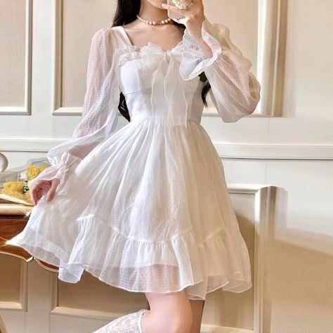 Y2k Mini Dress, Vintage Kawaii, Lace Y2k, Mini Dress Vintage, Outfits Dress, Dress Korean, Kawaii Dress, Mini Robes, Korean Dress