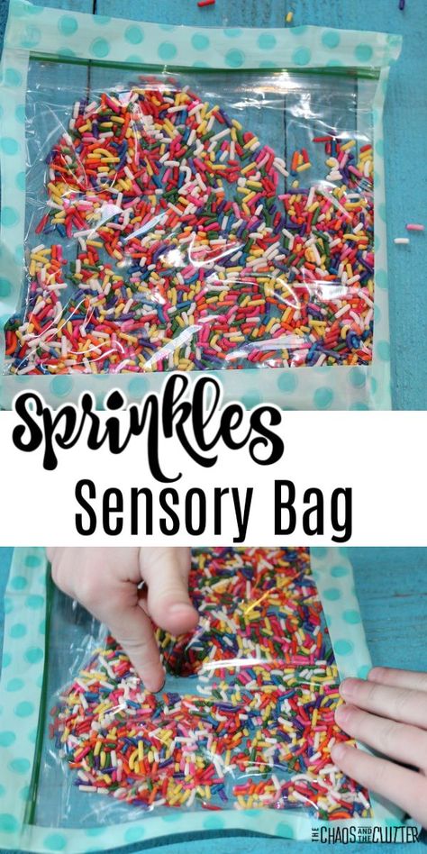 Kids can easily practise their fine motor skills using this easy to make Sprinkles Sensory Bag. #finemotor #preschool #toddleractivities #sensoryplay Motor Sensory Activities, Make Sprinkles, Inhome Daycare, Sensory Preschool, Colour Exploration, Abc Yoga, Infant Room Ideas, Newborn Activities, Winter Sensory