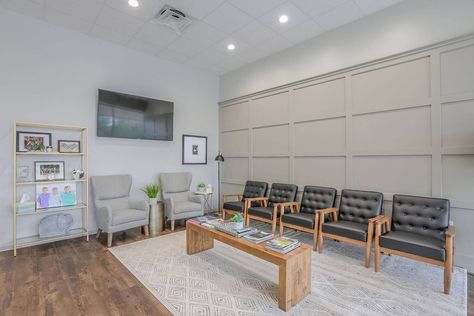 dental medical office design — studiogale Office Lobby Design Waiting Area, Waiting Room Design Medical, Medical Center Interior, Cardiac Rehab, Office Lobby Design, Dental Wall Art, Doctor Office Design, Office Layouts, Waiting Room Design