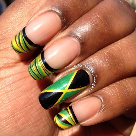 Jamaica Nails, Rasta Nails, Jamaican Vacation, Flag Nails, Tropical Nails, Vacation Nails, Nails Only, Toe Nail Designs, Beach Nails