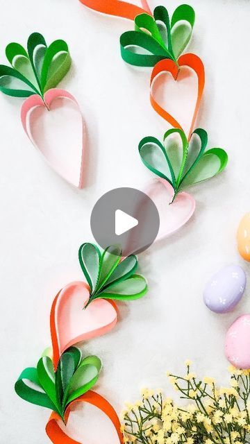 Melody Peralta | DIY + Motherhood + Holiday Inspo on Instagram: "Paper Heart Garland: Spring Edition 🥕🐰

Comment CARROT for the full How-To! 

I missed out on making the paper heart garland for Valentine's, so I made a Spring / Easter version instead!

It literally took me only 10 minutes, and it came out soo cute!! Perfect DIY Spring decor project that I'll probably be using all over my home this coming season!

.
.
#springhomedecor #hgtvhandmade #bhgstylemaker
#springdiy #eastercrafts #eastercraftsforkids #diyeaster #springcrafts #springcraft #easterdecorideas #easterideas 

Easter diy decor, Spring home decorating, Easter crafts for kids, carrot craft, paper garland, Easter crafts, Easter DIY, Spring home decorations" Easter Garland Diy, Easter Diy Decor, Carrot Garland, Carrot Craft, Paper Heart Garland, Diy Spring Decor, Fun Easter Crafts, Sharpie Crafts, Easter Garland