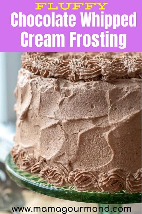 Easy Whipped Cream Frosting, Chocolate Whipped Frosting, Easy Whipped Cream, Chocolate Whipped Cream Frosting, Whipped Cream Frosting Recipe, Whipped Cream Icing, Chocolate Frosting Recipes, Frosting Recipes Easy, Recipes With Whipping Cream