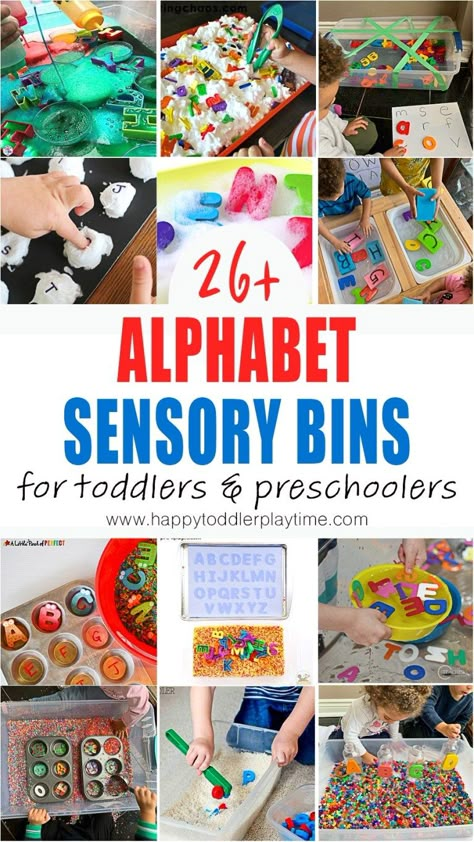 Sensory Letter Activities For Preschool, Sensory Table Letter Activities, A Year Of Sensory Bins, Letter Of The Week Sensory Bins, Sensory Bin Literacy, Vpk Letter Activities, Letter Sensory Bags, Letter A Centers For Preschool, Sensory Alphabet Letters