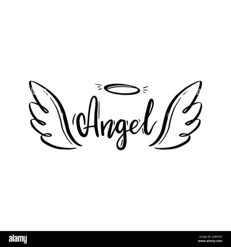 Name Fonts, Tattoo Name Fonts, Halo Tattoo, Angel Wings Painting, Wings Jewelry, Angel Wings Jewelry, Insect Tattoo, Photoshop Tutorial Photo Editing, Angel Wings Tattoo