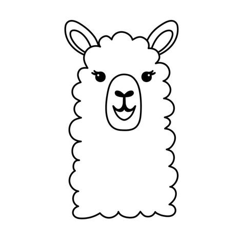 Hand drawn funny portrait of baby llama. Black and white line drawing for coloring page . Cute outline vector illustration isolated on white background. Cute Llama Drawing, Llama Outline, Llama Doodle, Lama Drawing, Drawing For Coloring, Llama Drawing, Doodle Cute, Whale Drawing, Punch Embroidery