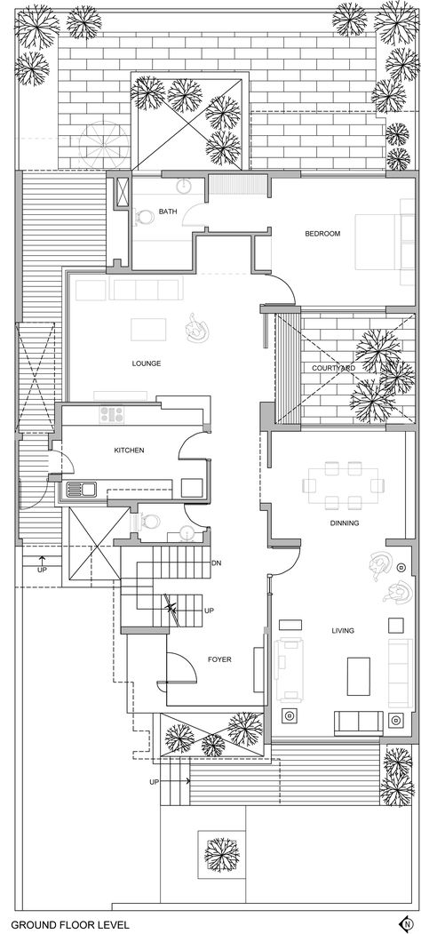 Gallery of The Overhang House / DADA & Partners - 30 Boho Homes, Contemporary Floor Plans, Basement Floor Plans, Basement House, Architectural Floor Plans, Villa Plan, Ground Floor Plan, Home Building Design, Architecture Plan