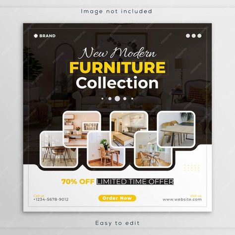 Premium PSD | Modern interior product furniture sale social media banner instagram facebook post template design Interior Design Social Media Posts, Furniture Banner Design, Furniture Social Media Post Design, Furniture Poster Design, Furniture Banner, Furniture Poster, Post Template Design, Retail Space Design, Facebook Post Template