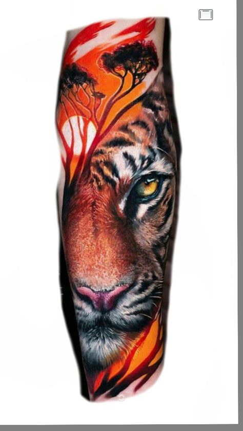 Tiger Tattoo Color, Colorful Lion Tattoo, Pet Portrait Tattoos, Nature Tattoo Ideas, Art Tigre, Watercolor Tattoo Ideas, Geometric Mandala Tattoo, Half Sleeve Tattoos Drawings, Portrait Tattoos