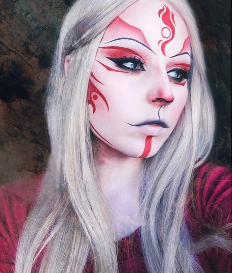 Japanese #kitsune inspired make up for @nyxcosmetics_russia contest - #loveyousomochi_russia. #kitsunemask #kitsuné #kitsunemakeup… Kitsune Makeup, Japanese Kitsune, Fox Makeup, Kitsune Mask, Japanese Makeup, Halloween Make Up, Fantasy Makeup, Cosplay Makeup, Halloween Make