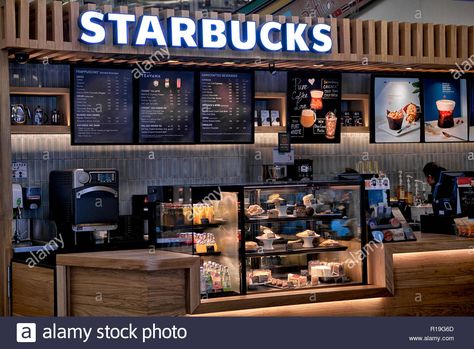 Download this stock image: Starbucks interior counter display - R19G6D from Alamy's library of millions of high resolution stock photos, illustrations and vectors. Starbucks Cafeteria, Starbucks Interior, Coffee House Interiors, Starbucks Usa, Coffee Cafe Interior, Starbucks Shop, Coffee Shop Counter, Starbucks Design, Starbucks Store