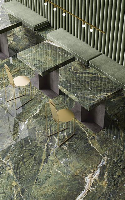 Marble Apartment, Green Marble Floor, Restaurant Tiles, Marble Interior Design, Modern Floor Tiles, Marble Interior, Granite Flooring, Italian Marble, Marble Wall