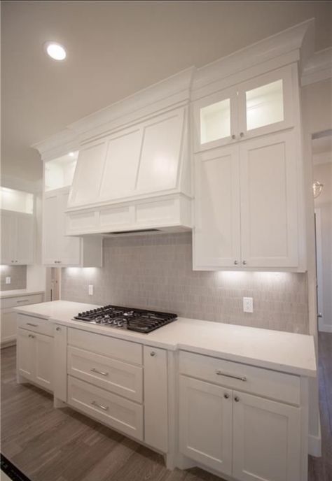 Cabinet Style Range Hood, White Range Hood Cover, Hood Fans, Cabinet Range Hood, Range Hood Ideas Vaulted Ceiling, Cabinet Hood Vent, Range Hood Design, White Vent Hood, Built In Hood Vent