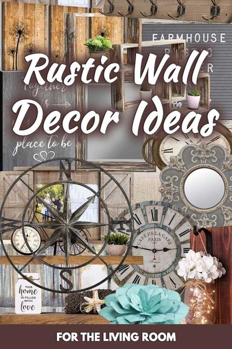 20 Rustic Wall Decor Ideas For The Living Room. Article by HomeDecorBliss.com #HDB #HomeDecorBliss #homedecor #homedecorideas Rustic Outdoor Wall Decor, Rustic Wall Decor Ideas, Porch Wall Decor, Rustic Style Decor, Living Room Decor Country, Cheap Wall Art, Rustic Farmhouse Living Room, Country Wall Decor, Country Living Room