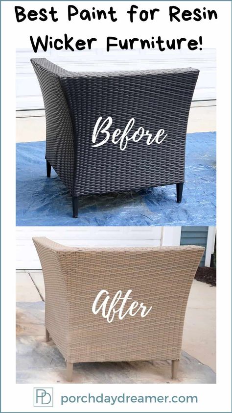 Yes! You can spray paint outdoor resin wicker furniture a brand new color. Follow these 3 easy steps, so you paint plastic outdoor furniture the right way! #paintplastic #paintoutdoorfurniture #bestpaintplastic #paintresinwicker #porchdaydreamer Spray Painting Outdoor Furniture, Spray Paint Wicker, Plastic Outdoor Furniture, Resin Wicker Furniture, Painting Wicker Furniture, Painted Outdoor Furniture, Best Spray Paint, Patio Furniture Makeover, Paint Plastic