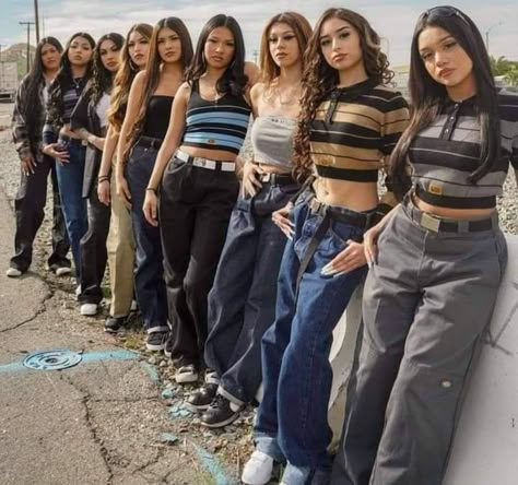 Chola Style Outfits, Chola Party, Chola Outfit, Chicano Clothing, 2000s Photoshoot, Hispanic Aesthetic, Chola Style, Estilo Cholo, Cholo Style