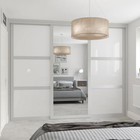 White Wardrobe Bedroom Sliding Doors, Fitted Wardrobe Sliding Doors, White Built In Wardrobe, Built In Wardrobe With Mirror, Fitted Wardrobe Ideas Sliding Doors, Sliding Wardrobe Doors Mirror, Wardrobe Design Mirror, Bedroom Wardrobe With Mirror, Wardrobe With Mirror Doors