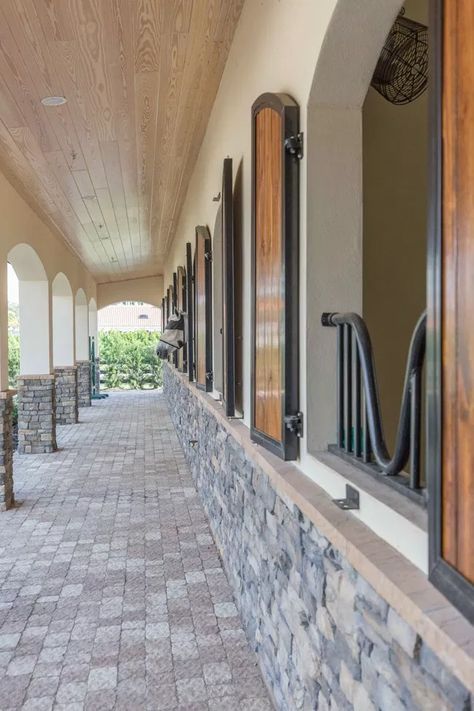 Luxury Horse Stables, Luxury Horse Barns, Horse Stables Design, Dream Barn Stables, Equestrian Stables, Stable Style, Horse Barn Ideas Stables, Wellington Florida, Living Room Curtain