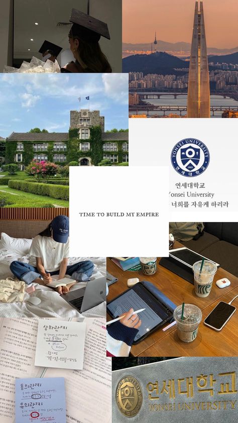 Yonsei university study motivation, 연세 대학교, Korea university, study aesthetics, vision board, mindset, mind map, inspiration South Korea Study Abroad, Dream University Vision Board, South Korea Vision Board, Korea Study Motivation, Yonsei University Aesthetic Wallpaper, University Life Aesthetic Korea, Gks Scholarship Aesthetic, Korean Study Motivation Wallpaper, Dream University Aesthetic