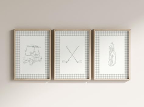 Instantly decorate your boy's room or gentle home office with this sage green golf decor, framed by a stylish neutral sage green gingham checkered border, perfect for adding a touch of elegance to any space. 📌 This is a 𝙄𝙣𝙨𝙩𝙖𝙣𝙩 𝘿𝙤𝙬𝙣𝙡𝙤𝙖𝙙 providing you the flexibility of printing it at your convenience in multiple sizes 📌 The print set is provided 𝗮𝘀 𝗵𝗶𝗴𝗵-𝗿𝗲𝘀𝗼𝗹𝘂𝘁𝗶𝗼𝗻 𝟯𝟬𝟬 𝗗𝗣𝗜 𝗳𝗶𝗹𝗲𝘀 𝗼𝗳 𝗲𝗮𝗰𝗵 𝗽𝗿𝗶𝗻𝘁 𝗶𝗻 𝟯𝘅𝟰, 𝟰𝘅𝟱, 𝟭𝟭𝘅𝟭𝟰 𝗮𝗻𝗱 𝗜𝗦𝗢 𝗿𝗮 Golf Baby Nursery, Boy Nursery Wall Art, Golf Theme Nursery, Vintage Golf Nursery, Golf Themed Nursery, Golf Nursery Baby Boy, Boy Nursey, Golf Nursery, Neutral Boy Nursery