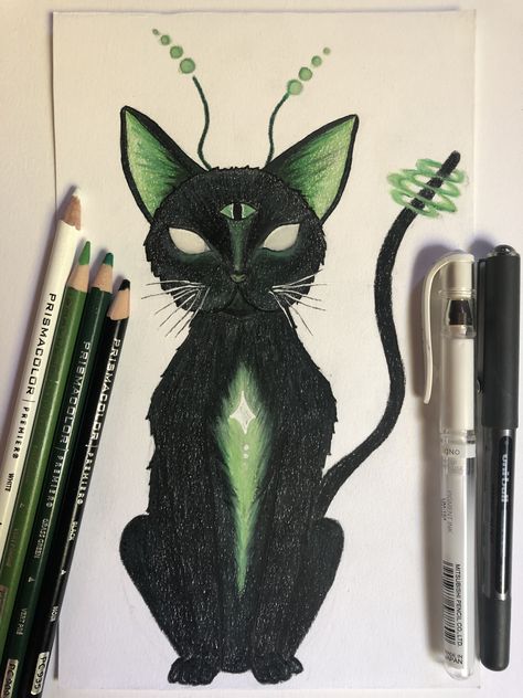 Cute Aliens Drawing, Cute Alien Painting, Alien Drawing Aesthetic, Trippy Cat Painting, Alien Aesthetic Drawing, Trippy Cat Art, Alien Cat Art, Alien Art Painting, Cat Painting Aesthetic