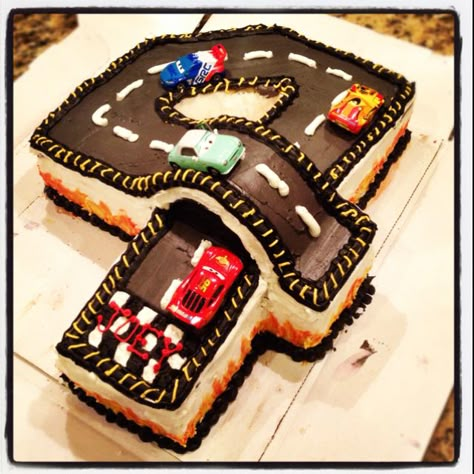 Racetrack Cake, Race Car Cakes, 4th Birthday Cakes, Car Cake, Number Cakes, Take The Cake, Cakes For Boys, Birthday Cake Kids, Cakepops